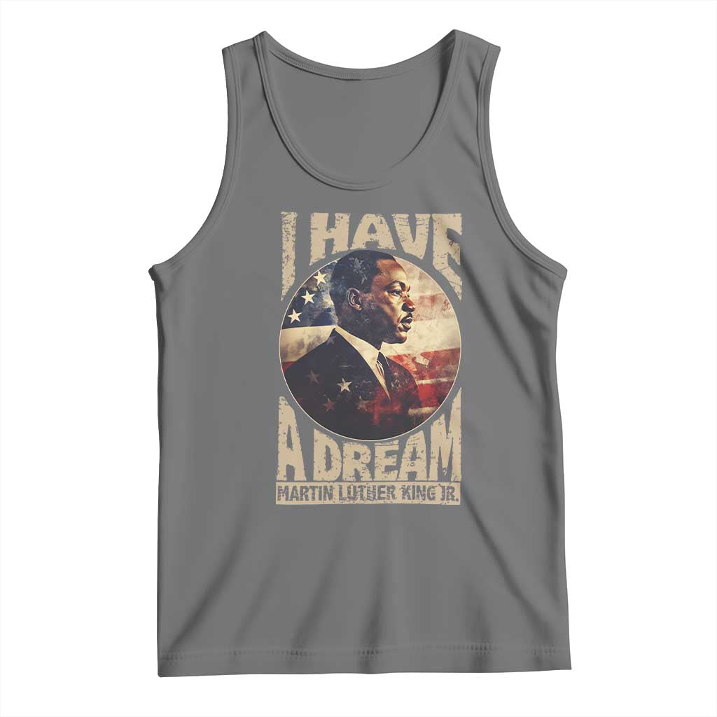 Martin Luther King Jr Tank Top I Have A Dream American Flag MLK Day Black History TS09 Black Heather Print Your Wear