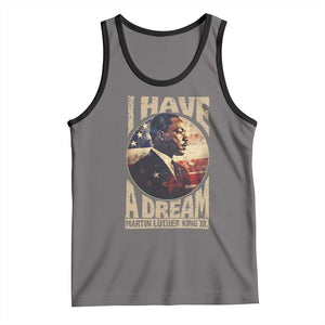 Martin Luther King Jr Tank Top I Have A Dream American Flag MLK Day Black History TS09 Deep Heather Black Print Your Wear