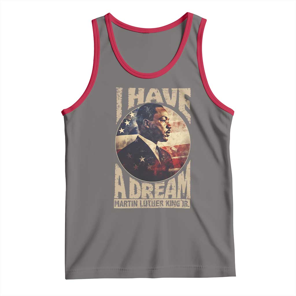 Martin Luther King Jr Tank Top I Have A Dream American Flag MLK Day Black History TS09 Deep Heather Red Print Your Wear