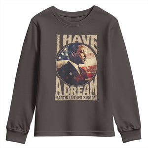 Martin Luther King Jr Youth Sweatshirt I Have A Dream American Flag MLK Day Black History TS09 Dark Chocolate Print Your Wear
