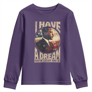Martin Luther King Jr Youth Sweatshirt I Have A Dream American Flag MLK Day Black History TS09 Purple Print Your Wear