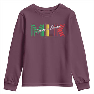 Martin Luther King Jr Day Youth Sweatshirt I Have A Dream Black History TS09 Maroon Print Your Wear