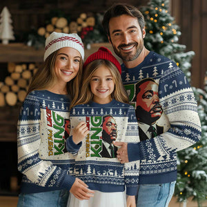 Martin Luther King Jr Ugly Christmas Sweater Dream Like King MLK Day Black History TS09 Navy Print Your Wear