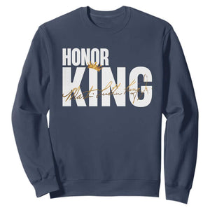 Martin Luther King Jr Day Sweatshirt Honoring The King MLK TS09 Navy Print Your Wear