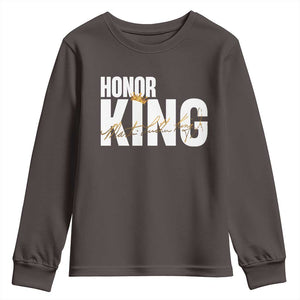 Martin Luther King Jr Day Youth Sweatshirt Honoring The King MLK TS09 Dark Chocolate Print Your Wear