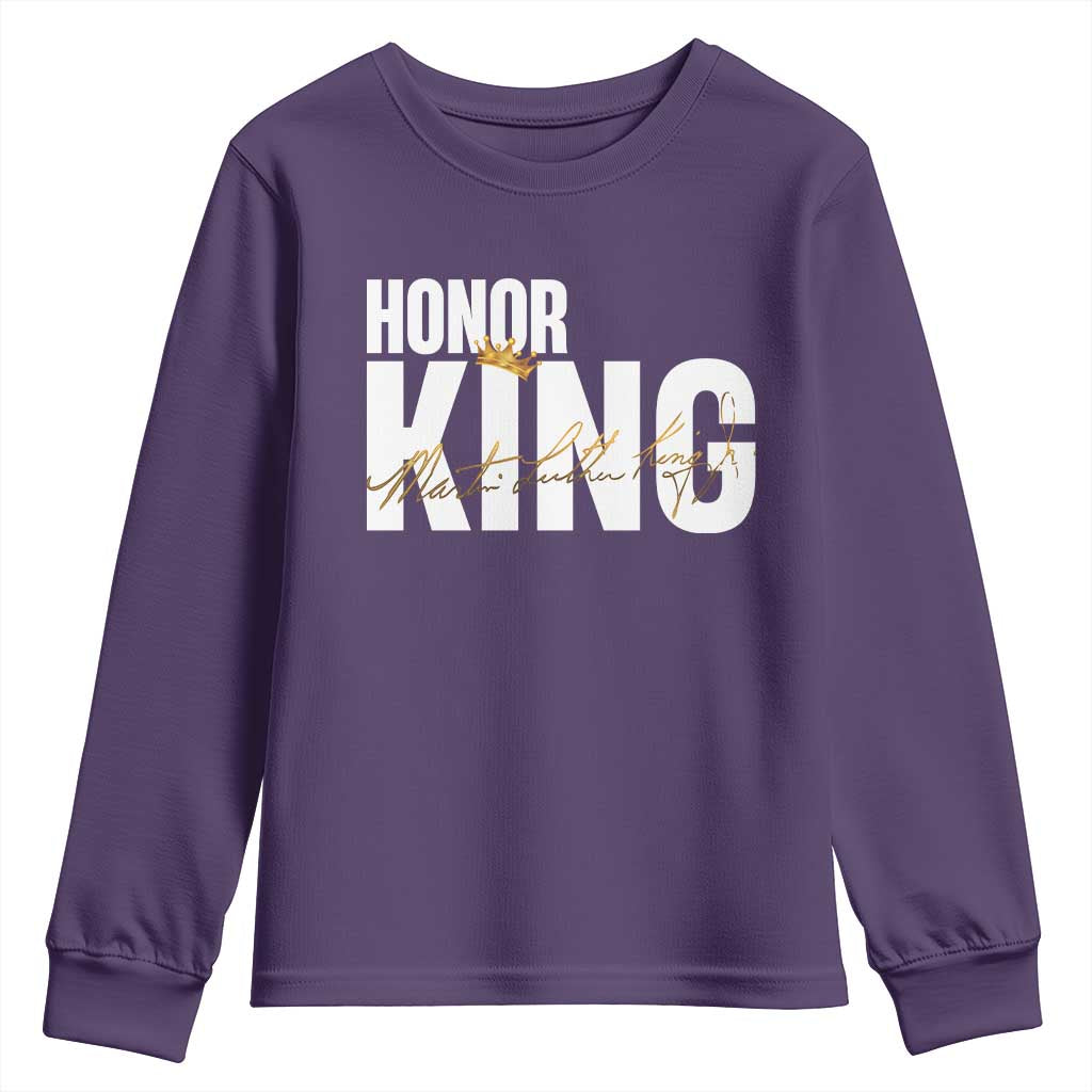 Martin Luther King Jr Day Youth Sweatshirt Honoring The King MLK TS09 Purple Print Your Wear