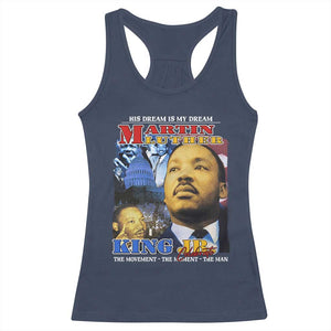 Martin Luther King Jr Racerback Tank Top His Dream Is My Dream American Flag MLK Day Black HIstory TS09 Navy Print Your Wear