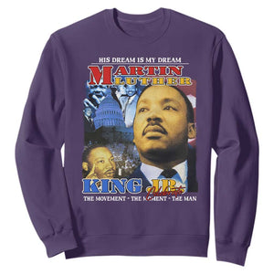 Martin Luther King Jr Sweatshirt His Dream Is My Dream American Flag MLK Day Black HIstory TS09 Purple Print Your Wear