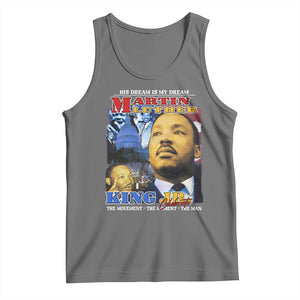 Martin Luther King Jr Tank Top His Dream Is My Dream American Flag MLK Day Black HIstory TS09 Black Heather Print Your Wear