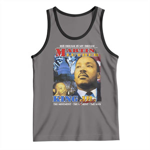 Martin Luther King Jr Tank Top His Dream Is My Dream American Flag MLK Day Black HIstory TS09 Deep Heather Black Print Your Wear