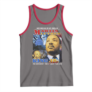 Martin Luther King Jr Tank Top His Dream Is My Dream American Flag MLK Day Black HIstory TS09 Deep Heather Red Print Your Wear