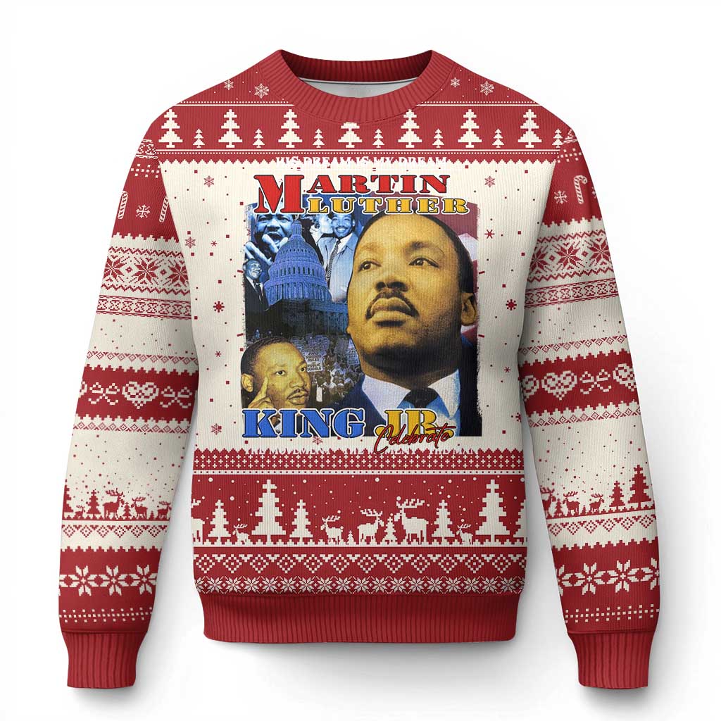 Martin Luther King Jr Ugly Christmas Sweater His Dream Is My Dream American Flag MLK Day Black HIstory TS09 Red Print Your Wear