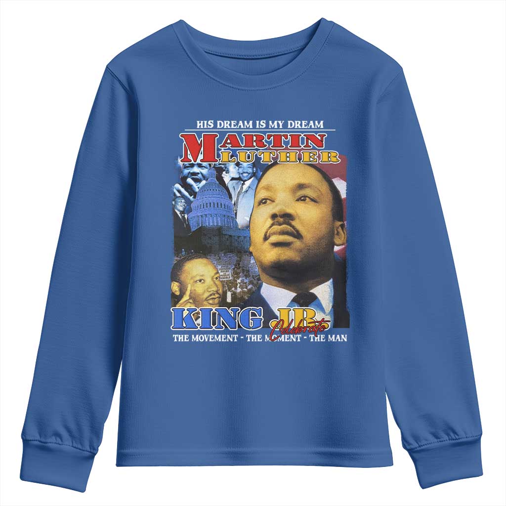 Martin Luther King Jr Youth Sweatshirt His Dream Is My Dream American Flag MLK Day Black HIstory TS09 Royal Blue Print Your Wear
