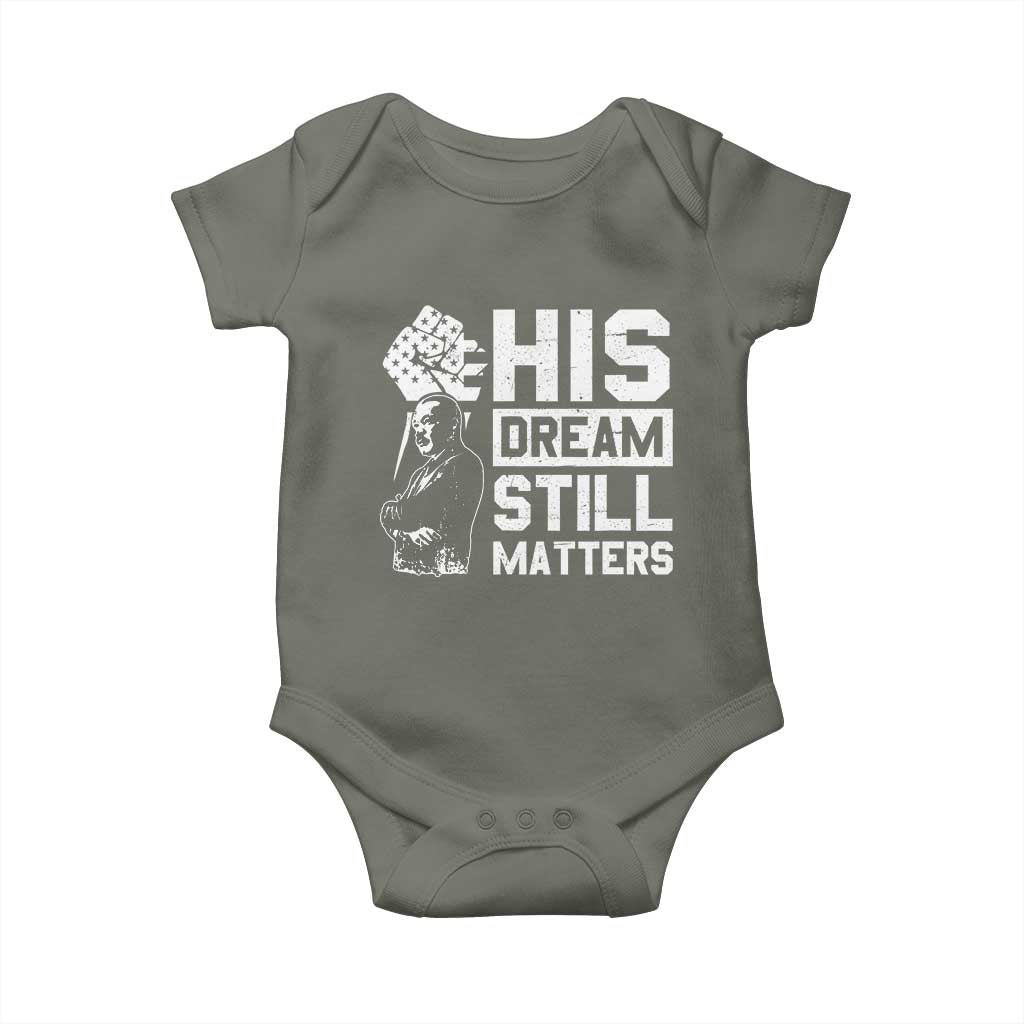 Martin Luther King Jr Baby Onesie His Dream Still Matters TS09 Military Green Print Your Wear