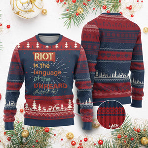 Martin Luther King Jr Ugly Christmas Sweater A Riot Is The Language Of The Unheard TS09 Burgundy Print Your Wear