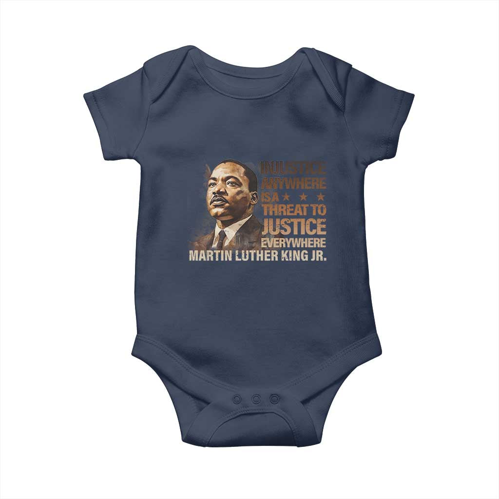 Martin Luther King Jr Baby Onesie Injustice Anywhere Is A Threat To Justice Everywhere TS09 Navy Print Your Wear