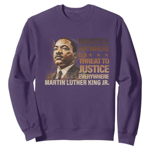 Martin Luther King Jr Sweatshirt Injustice Anywhere Is A Threat To Justice Everywhere TS09 Purple Print Your Wear