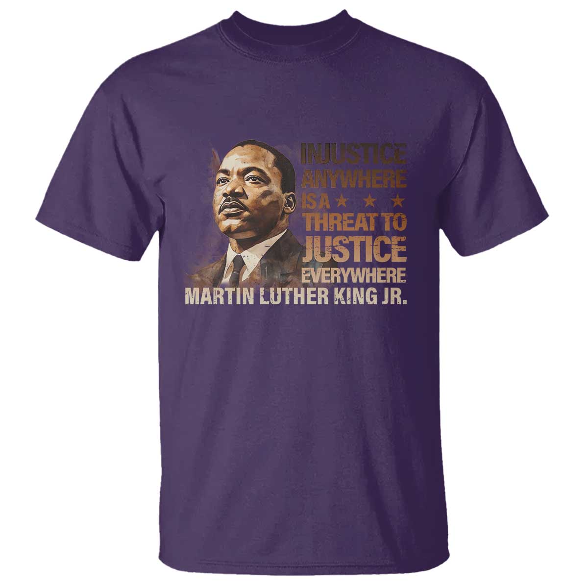 Martin Luther King Jr T Shirt Injustice Anywhere Is A Threat To Justice Everywhere TS09 Purple Print Your Wear