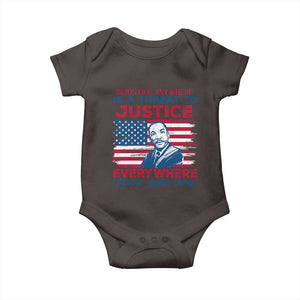Martin Luther King Jr Day Baby Onesie Injustice Anywhere Is A Threat To Justice Everywhere TS09 Dark Chocolate Print Your Wear