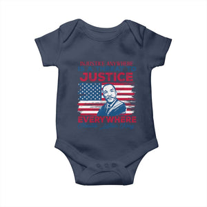 Martin Luther King Jr Day Baby Onesie Injustice Anywhere Is A Threat To Justice Everywhere TS09 Navy Print Your Wear