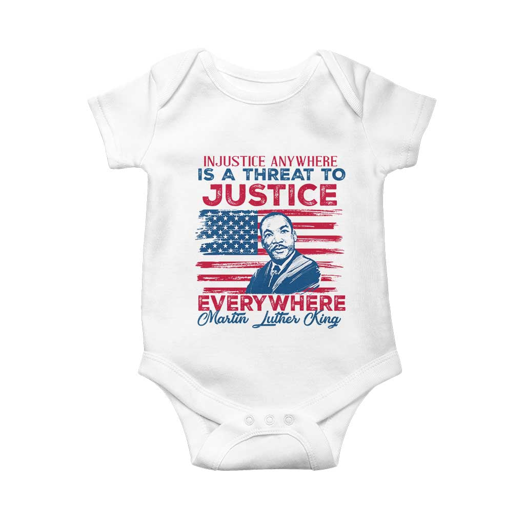 Martin Luther King Jr Day Baby Onesie Injustice Anywhere Is A Threat To Justice Everywhere TS09 White Print Your Wear