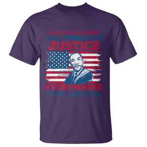 Martin Luther King Jr Day T Shirt Injustice Anywhere Is A Threat To Justice Everywhere TS09 Purple Print Your Wear