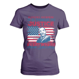 Martin Luther King Jr Day T Shirt For Women Injustice Anywhere Is A Threat To Justice Everywhere TS09 Purple Print Your Wear