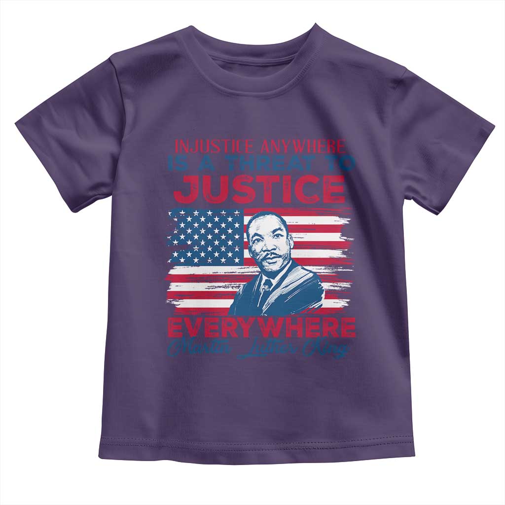 Martin Luther King Jr Day Toddler T Shirt Injustice Anywhere Is A Threat To Justice Everywhere TS09 Purple Print Your Wear