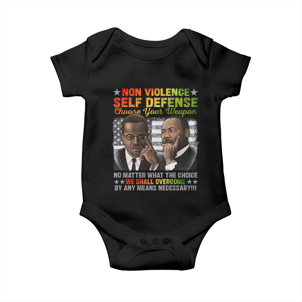 Martin Luther King Jr Malcolm X Baby Onesie Choose Your Weapon No Matter What The Choice TS09 Black Print Your Wear