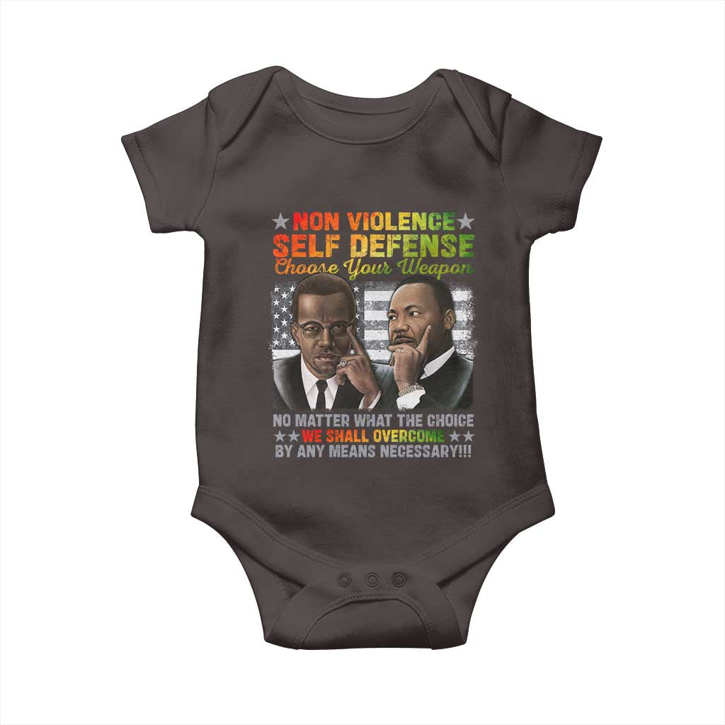 Martin Luther King Jr Malcolm X Baby Onesie Choose Your Weapon No Matter What The Choice TS09 Dark Chocolate Print Your Wear