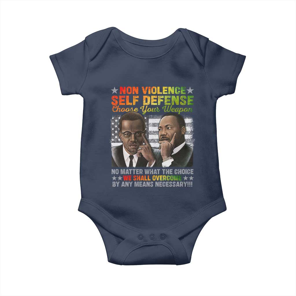 Martin Luther King Jr Malcolm X Baby Onesie Choose Your Weapon No Matter What The Choice TS09 Navy Print Your Wear
