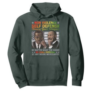Martin Luther King Jr Malcolm X Hoodie Choose Your Weapon No Matter What The Choice TS09 Dark Forest Green Print Your Wear