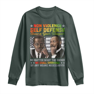 Martin Luther King Jr Malcolm X Long Sleeve Shirt Choose Your Weapon No Matter What The Choice TS09 Dark Forest Green Print Your Wear