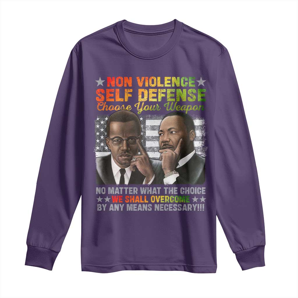 Martin Luther King Jr Malcolm X Long Sleeve Shirt Choose Your Weapon No Matter What The Choice TS09 Purple Print Your Wear