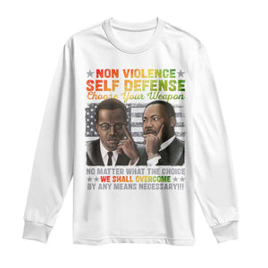 Martin Luther King Jr Malcolm X Long Sleeve Shirt Choose Your Weapon No Matter What The Choice TS09 White Print Your Wear