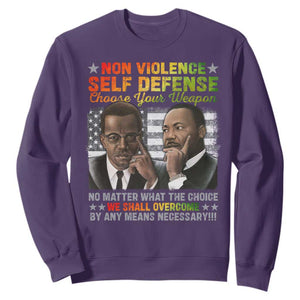 Martin Luther King Jr Malcolm X Sweatshirt Choose Your Weapon No Matter What The Choice TS09 Purple Print Your Wear