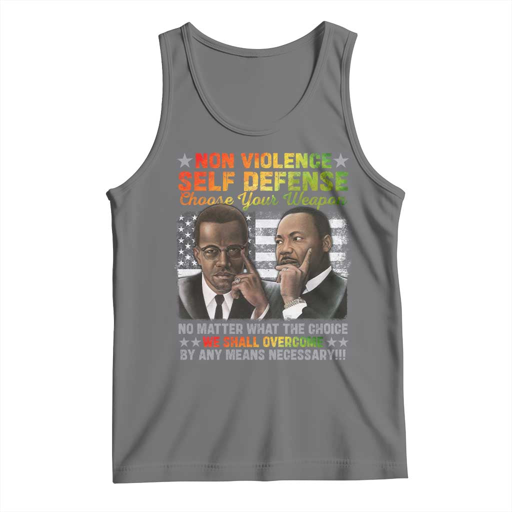 Martin Luther King Jr Malcolm X Tank Top Choose Your Weapon No Matter What The Choice TS09 Black Heather Print Your Wear