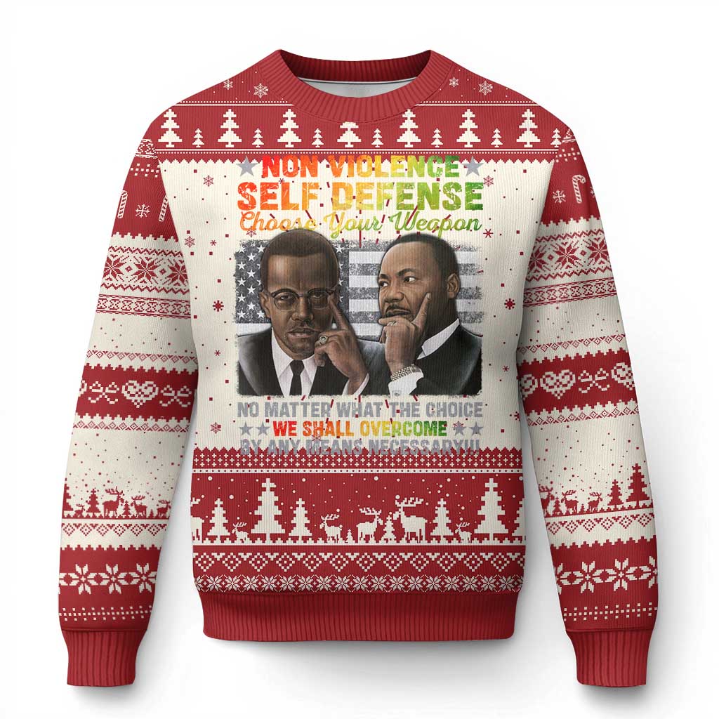 Martin Luther King Jr Malcolm X Ugly Christmas Sweater Choose Your Weapon No Matter What The Choice TS09 Red Print Your Wear