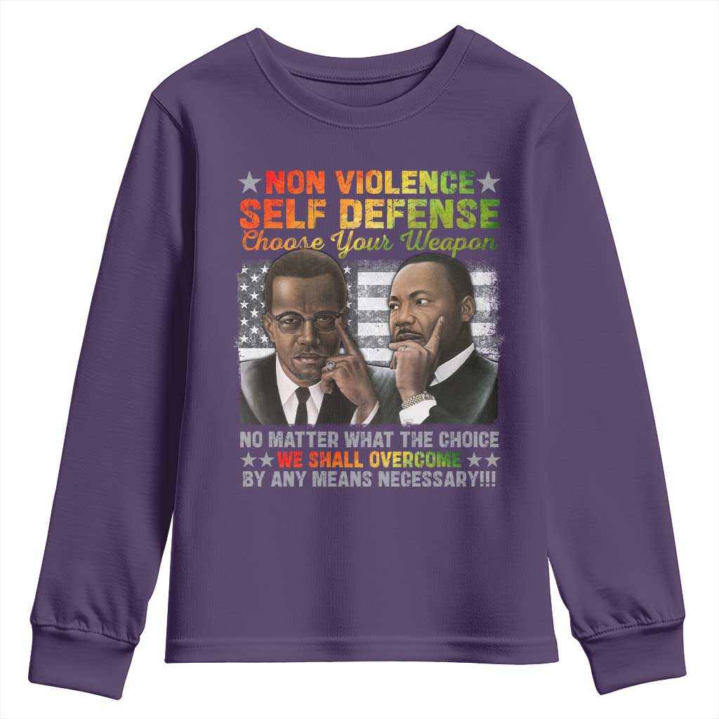 Martin Luther King Jr Malcolm X Youth Sweatshirt Choose Your Weapon No Matter What The Choice TS09 Purple Print Your Wear