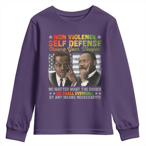 Martin Luther King Jr Malcolm X Youth Sweatshirt Choose Your Weapon No Matter What The Choice TS09 Purple Print Your Wear