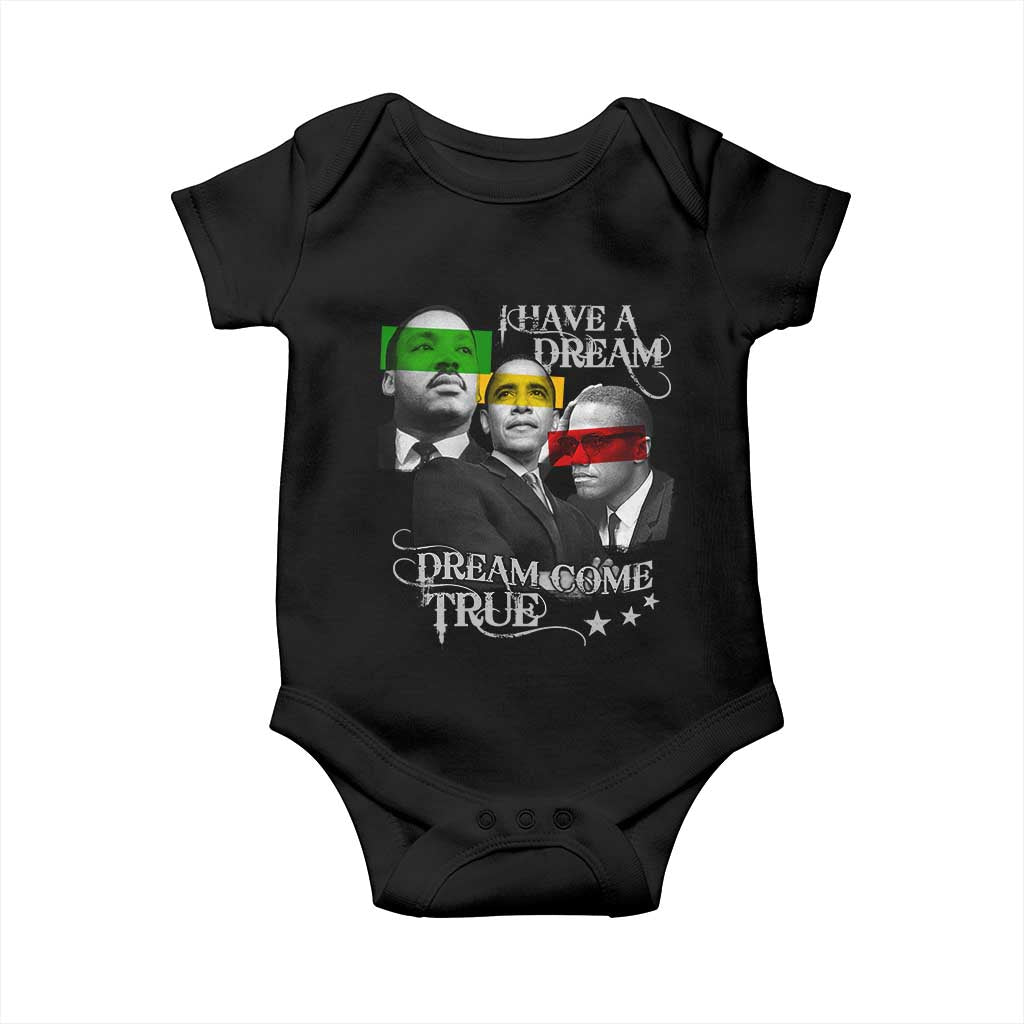 Obama MLK Malcolm X Baby Onesie Dreams Come True TS09 Black Print Your Wear