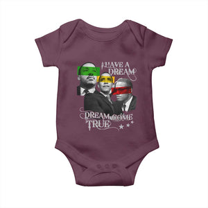 Obama MLK Malcolm X Baby Onesie Dreams Come True TS09 Maroon Print Your Wear