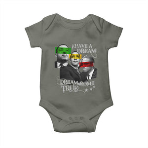 Obama MLK Malcolm X Baby Onesie Dreams Come True TS09 Military Green Print Your Wear
