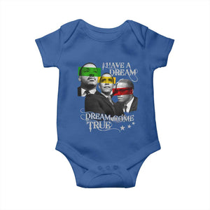 Obama MLK Malcolm X Baby Onesie Dreams Come True TS09 Royal Blue Print Your Wear