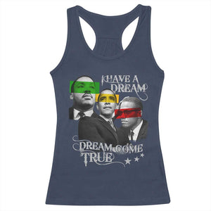 Obama MLK Malcolm X Racerback Tank Top Dreams Come True TS09 Navy Print Your Wear