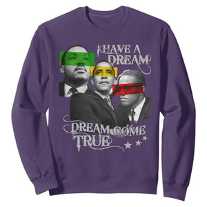 Obama MLK Malcolm X Sweatshirt Dreams Come True TS09 Purple Print Your Wear