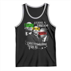 Obama MLK Malcolm X Tank Top Dreams Come True TS09 Black Athletic Heather Print Your Wear