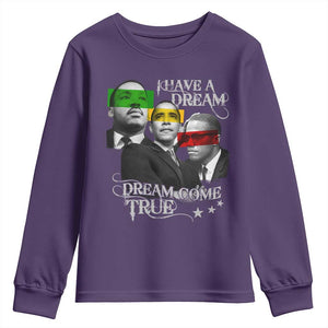 Obama MLK Malcolm X Youth Sweatshirt Dreams Come True TS09 Purple Print Your Wear