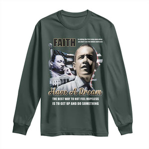 Obama MLK Martin Luther King Jr Long Sleeve Shirt TS09 Dark Forest Green Print Your Wear