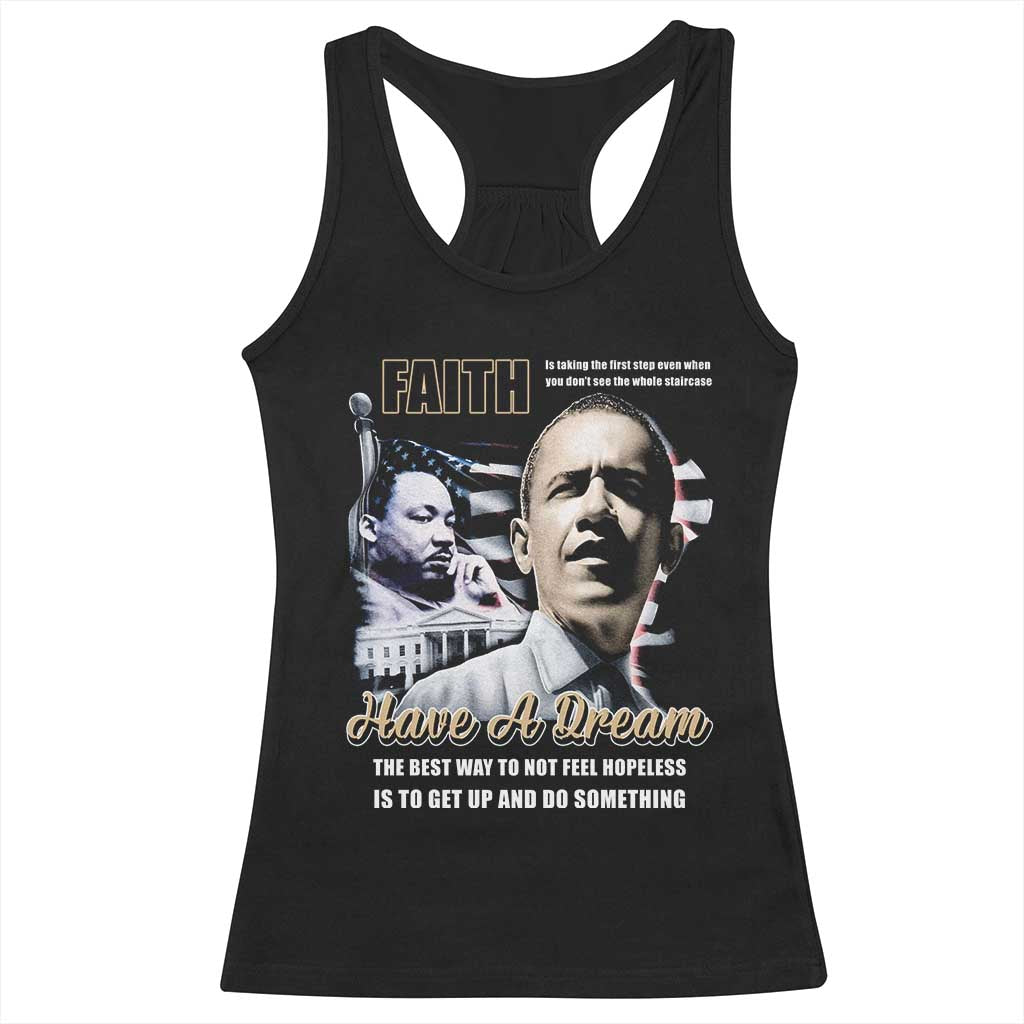 Obama MLK Martin Luther King Jr Racerback Tank Top TS09 Black Print Your Wear